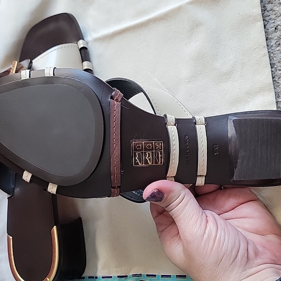 New Tory Burch Artisana Knot Heeled Mule Sandal 45mm Cream Sz US 9 - Picture 2 of 7